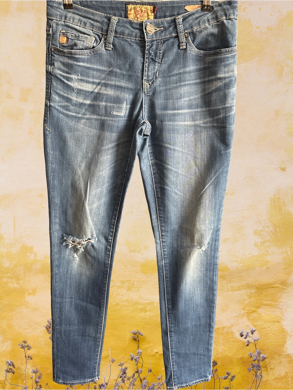 Dear John Joyrich Comfort Skinny Jeans with Knee Distress